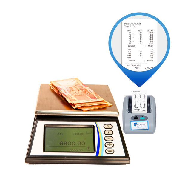 Avansa Note&Coin Scale 4800 Money Counter Printer - Avansa Business Technologies