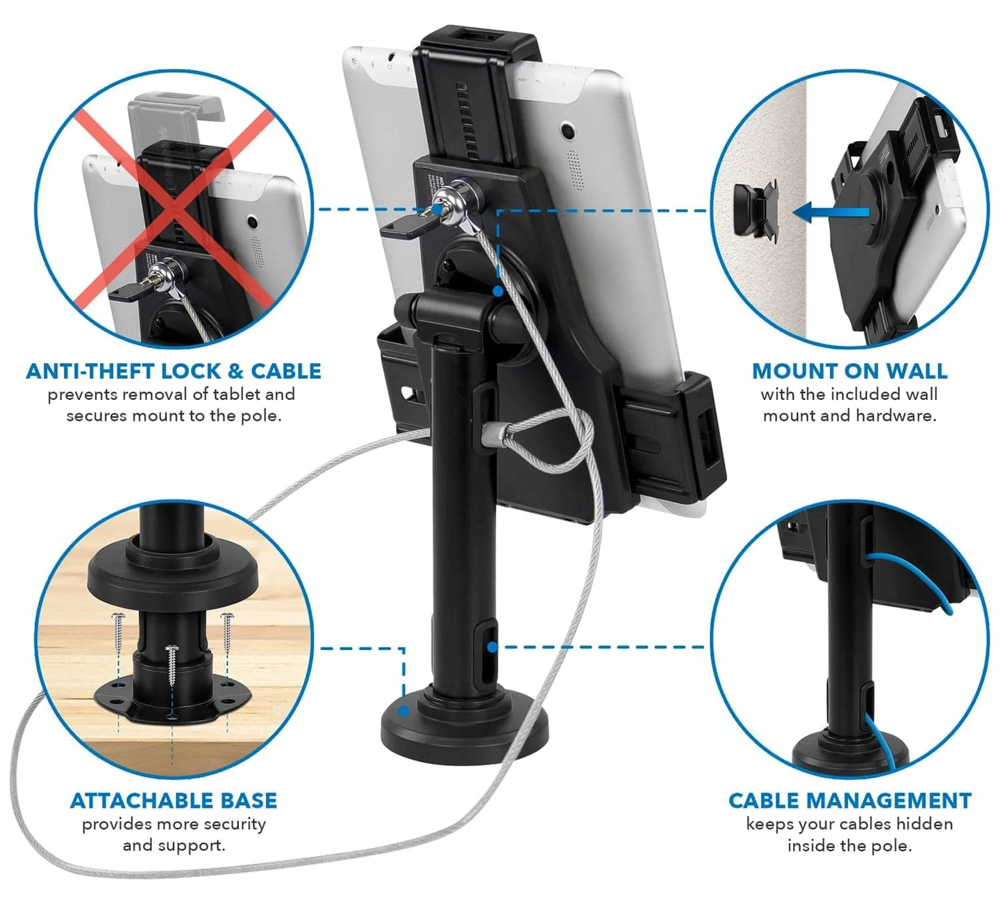 Avansa VersaMount 3100  Anti Theft Tablet Stand - Locking desk and wall mounted features